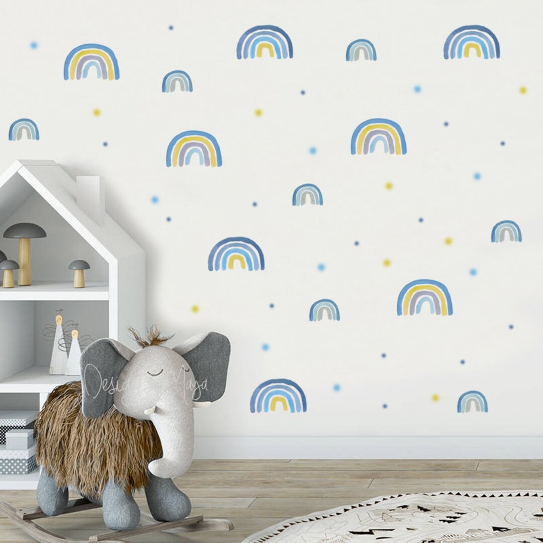 Nursery Decor Baby Boy Wall Decal Rainbow Polka Dots Etsy