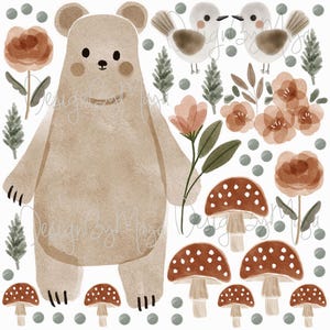 Pilz Stoff Wandtattoos, Wald Kinderzimmer Dekor, Kinder Wandtattoos, Walddekor Mix #11