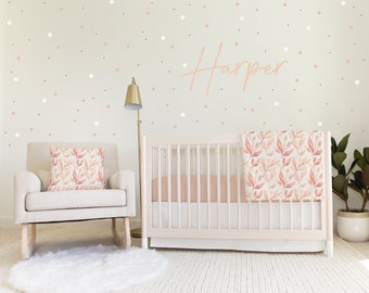 Baby Kissen Mädchen, Kinderkissen Kinderbettwäsche Kinderzimmer Dekor Kinderzimmer Dekor Französisch, rosa gold Blätter, Pfirsich floral MädchenZimmer, Mädchen Deko