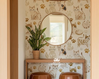 Cats Wallpaper: Watercolor Nursery Decor Mural