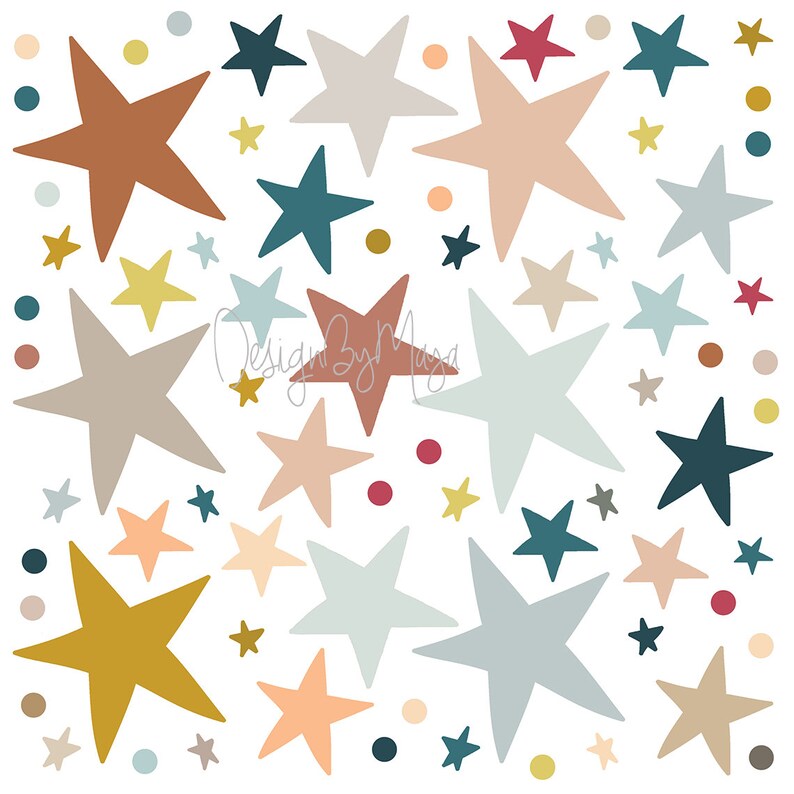 Nursery Stars Decal Minimal Baby decor Clouds and stars Boho Etsy