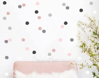 Vinilos decorativos de lunares rosas y grises para habitación infantil: Arte moderno para habitaciones