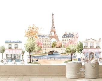 Paris Decor & Eiffel Tower Decals: Play Room, France Travel Architecture Wall Decals, French Patisserie