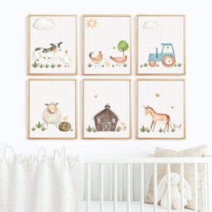 Baby Farm Animals Prints, Cute Baby Nursery Decor, Baby Shower Gift ...