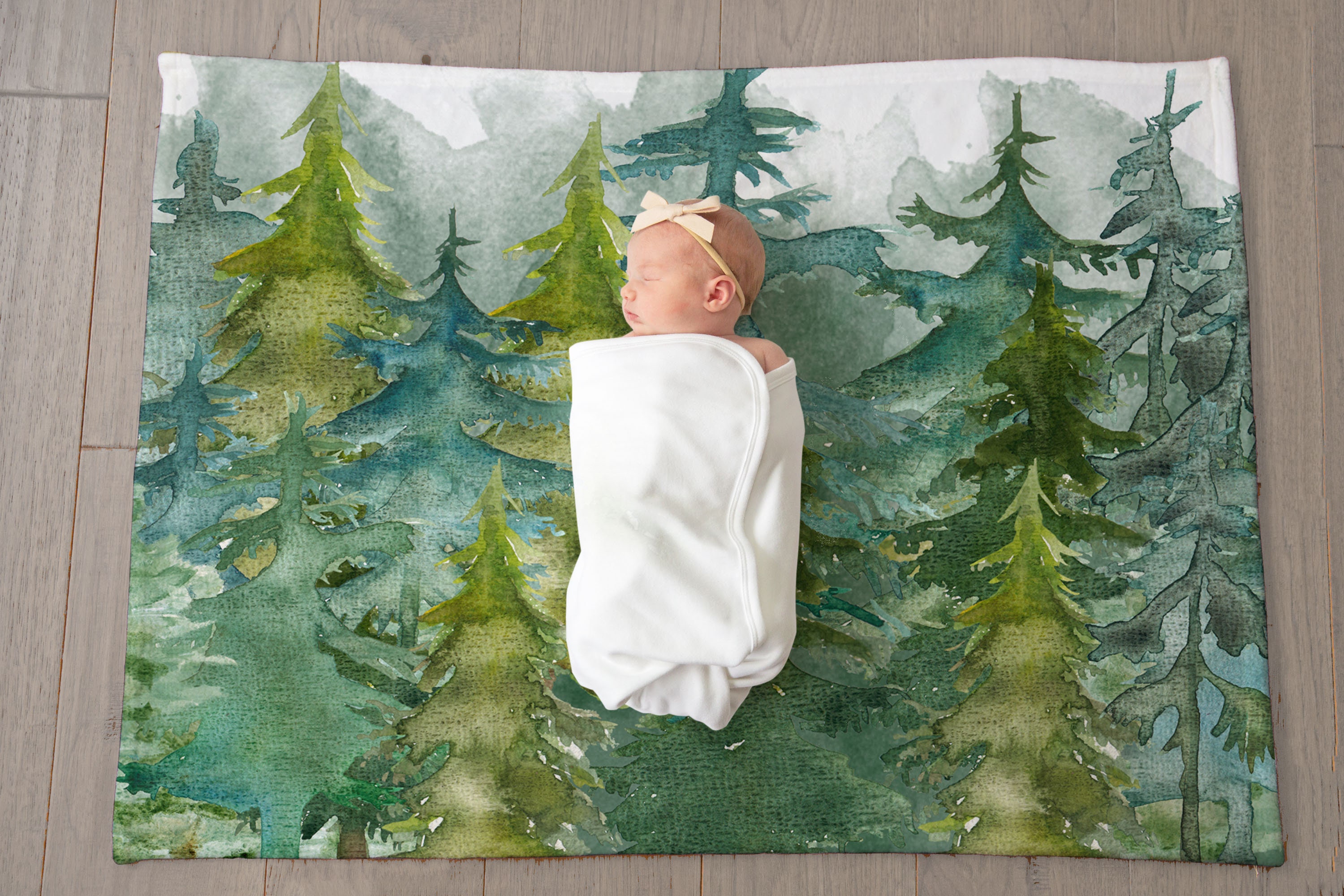 Pine Tree Baby Blanket Forest Nursery Bedding Green Forest Etsy