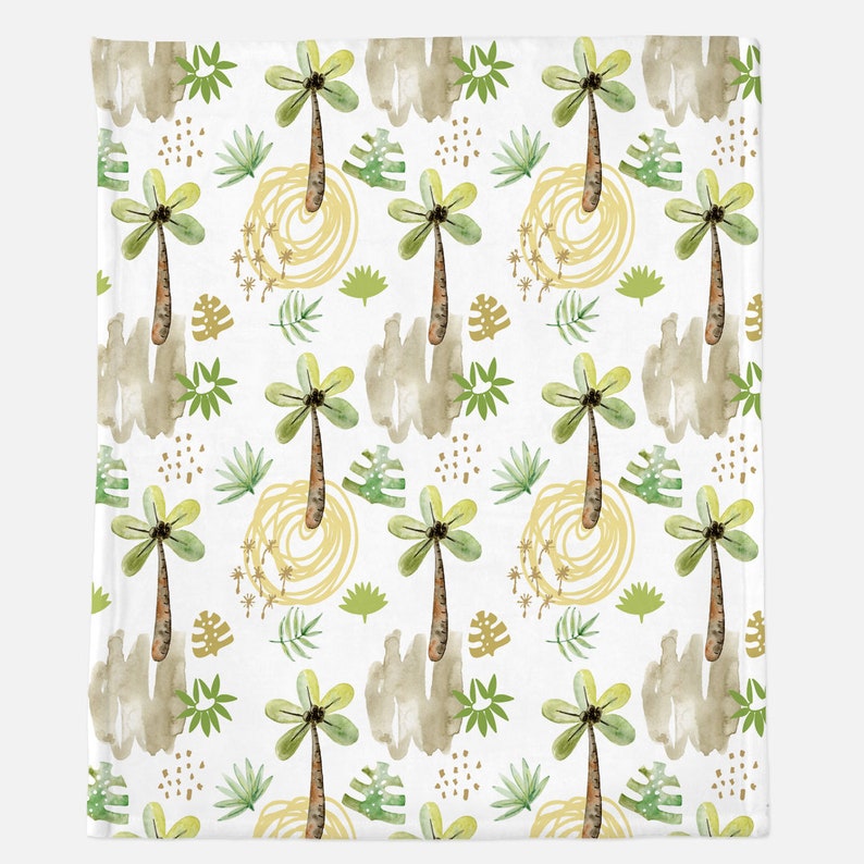 Personalized Safari Blanket Zoo Animals Nursery Bedding Palm Etsy