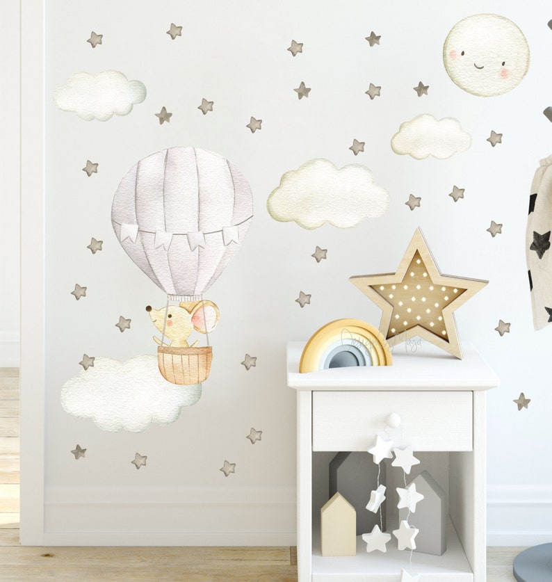Nursery Decal Fabric Wall Decal Nursery Hot Air Balloon Etsy