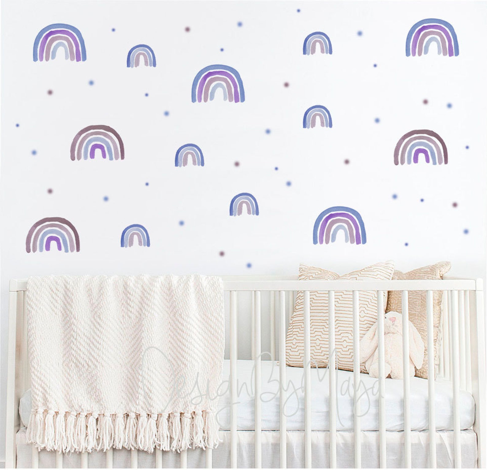 Nursery Decor Baby Boy Wall Decal Rainbow Polka Dots Etsy