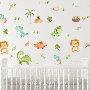 Dinosaur Wall Decals Dino Decor Decals Watercolor Dinosaur Nursery Decor Boys Room Decor Reusable Wall Decals Dino nursery, Dinosaur Nursery
