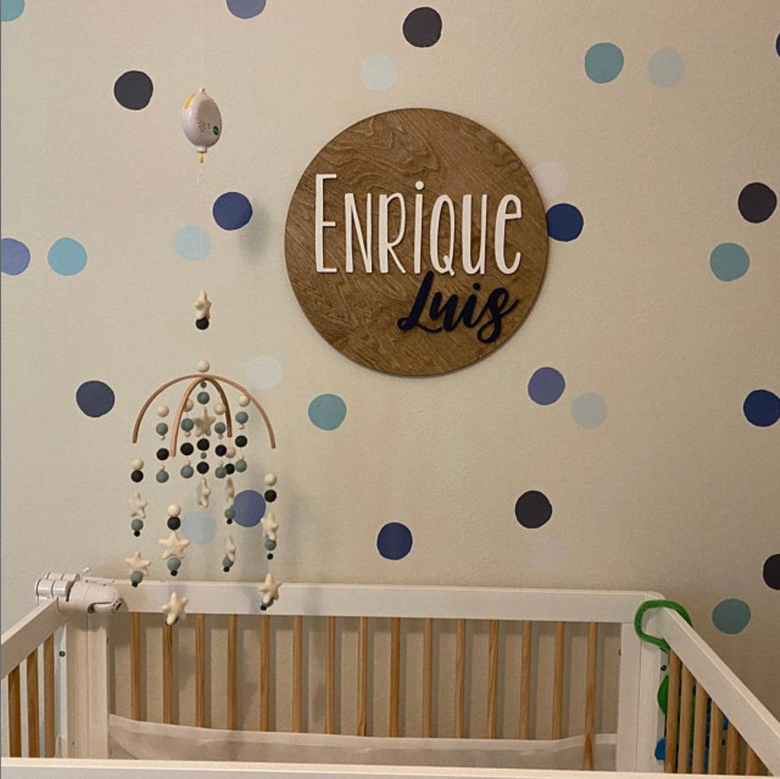 Navy Blue Polka Dot Fabric Wall Decals - Modern Nursery Decor - Etsy