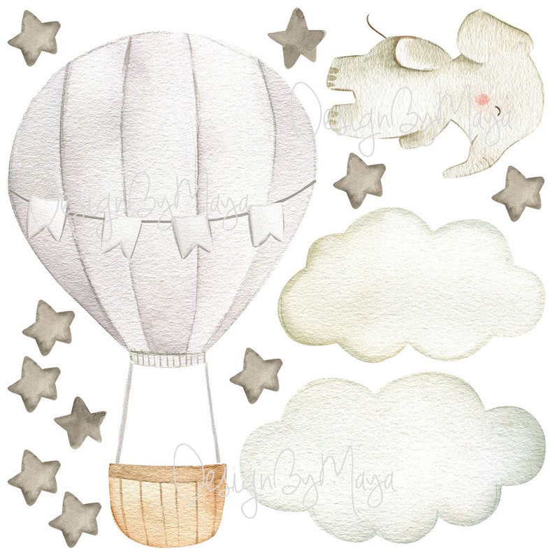 Nursery Decal Bunny Fabric Wall Decal Nursery Hot Air Etsy