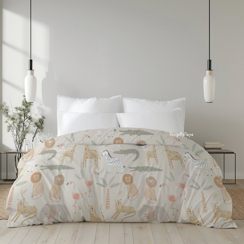 Safari Kids Comforter, Whimsical Forest Duvet, Woodland Theme Bedding