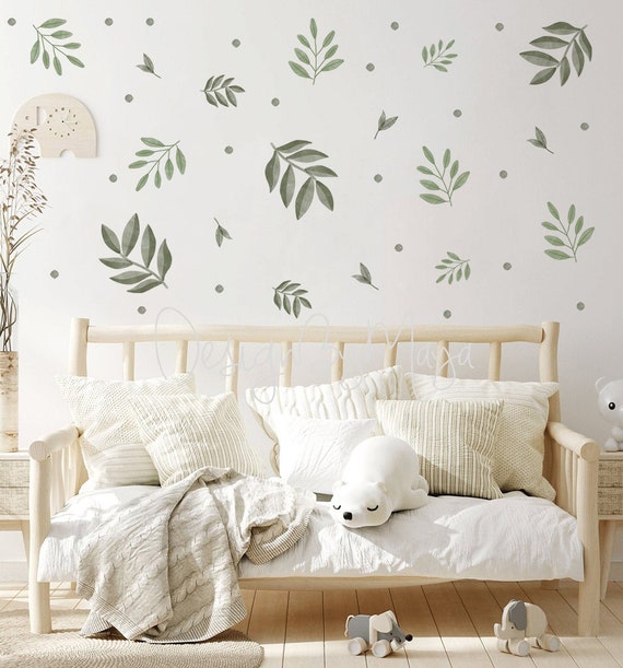  HCDSWSN Cuadros decorativos de pared con diseño de hojas de  plantas verdes para decoración del hogar y la habitación de los niños, sala  de estar : Hogar y Cocina