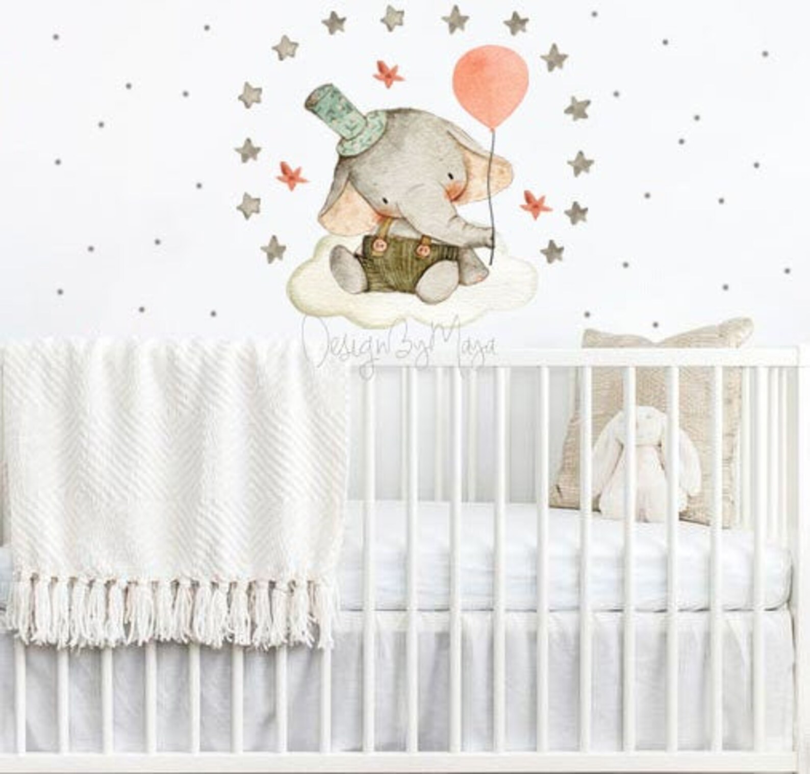 Baby Elephant Sticker Wall Decor Baby Decals Wall Art Etsy