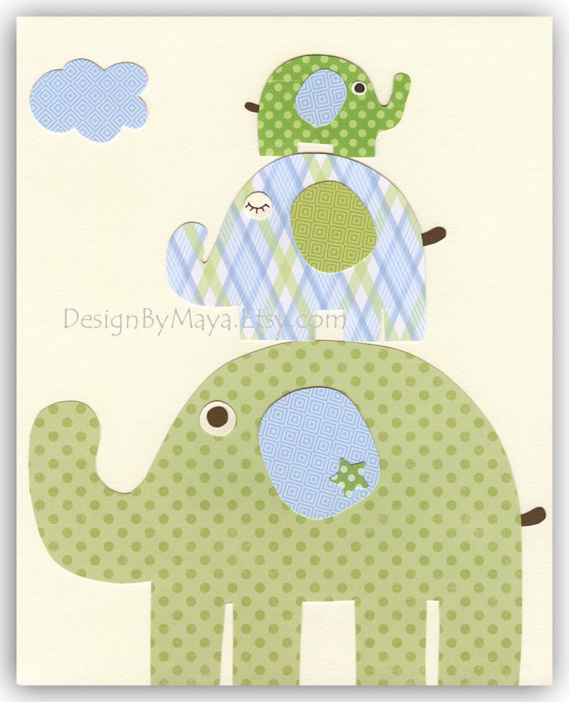 Baby Boy Room Wall Art Decor Children Art Print Elephant Etsy