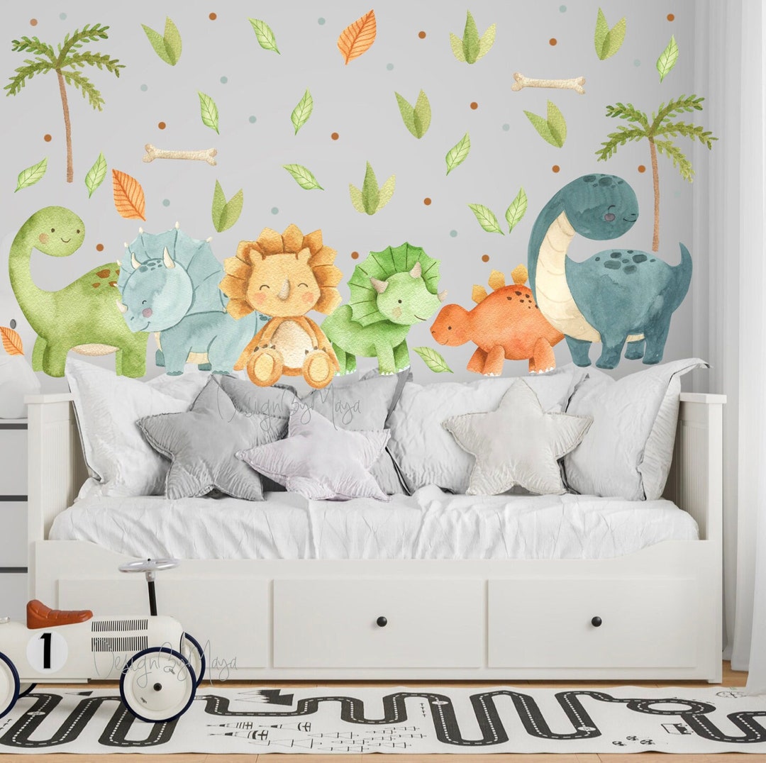 Dinosaur Watercolor Wall Decals: Dino Nursery Decor - Etsy