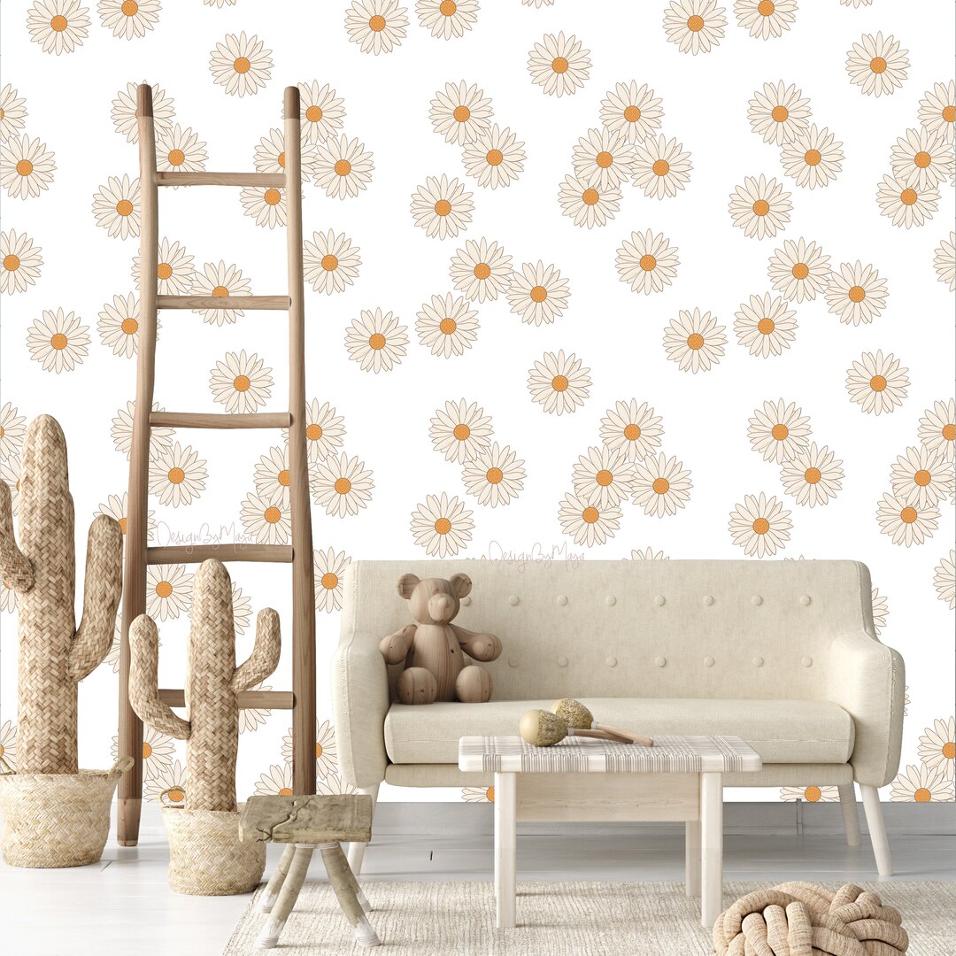 Daisy Flower Wallpaper, Baby Room Wallpaper, Bunny Wallpaper, Kids Room ...