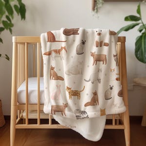 Couverture chats mignons, couverture lama, chambre de bébé carte du monde, couverture pour bébé animal, literie pour chambre de bébé animaux, literie pour bébé alpaga, petit explorateur