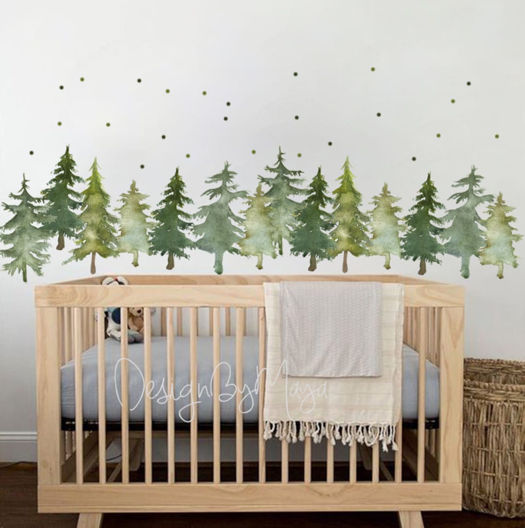 Woodland Nursery Fabric Wall Decals: Pine Tree & Forest Animals - Etsy