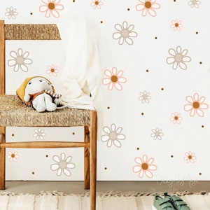 Adesivi murali con margherite, adesivi per cameretta del bambino, adesivi murali con fiori, adesivi murali nei toni della terra, adesivi murali per bambini, adesivi murali con fiori per cameretta del bambino