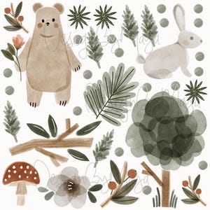 Pilz Stoff Wandtattoos, Wald Kinderzimmer Dekor, Kinder Wandtattoos, Walddekor Mix #9