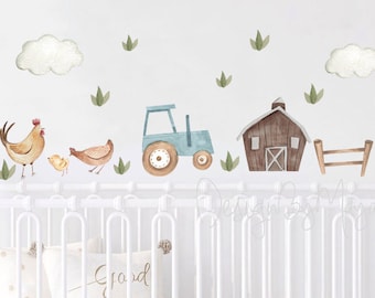 Farm Animals decals, Watercolor Nursery Art Wall Art Pig Cow Horse Sheep Lamb Chicken Donkey Duck Farm house wall art, Farm Animals Nursery