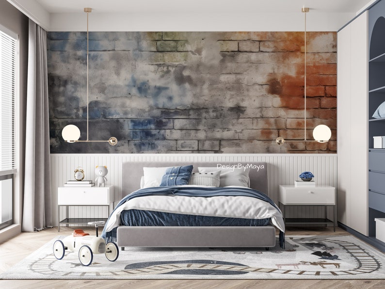 Graffiti Decor, Home Mural, Urban Wall Mural, Graffiti Brick Wall Mural