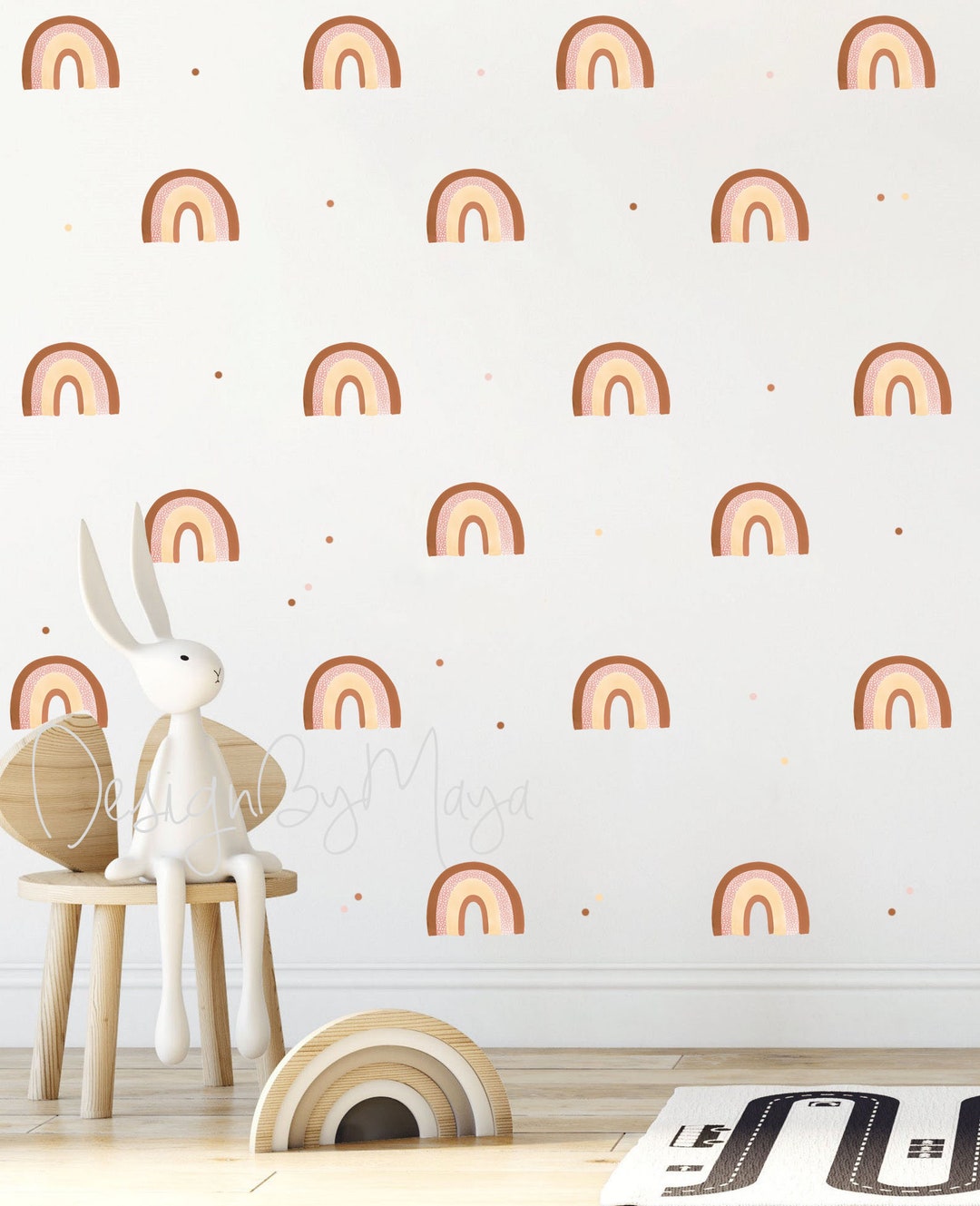 Boho Nursery Decal, Watercolor Rainbow Art, Fabric Rainbow Decals ...