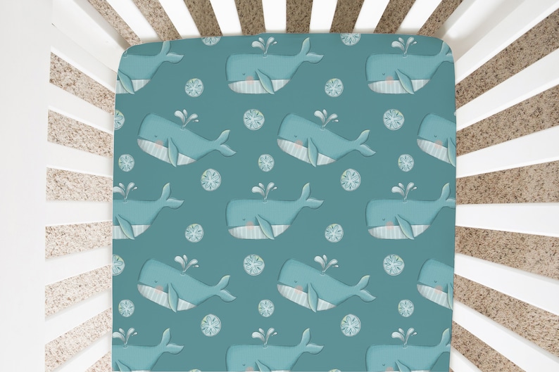 Vintage Blue Boho Waves Fitted Crib Sheet Crib Sheet Waves Etsy