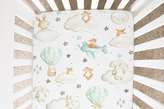 Hot Air Balloon Crib Sheet Minky Jersey Bedding Personalized Etsy