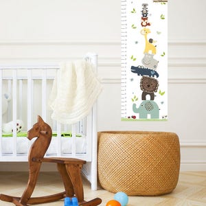 Messlatte für das Wachstum von Kindern, Messlatte für das Wachstum von Kindern, Messlatte für das Wachstum von Kindern, Messlatte für das Wachstum von Kindern, Safari Tier Kunst, Babyzimmer, Kinderzimmer Kunst, Fuchs, Löwe, Affe