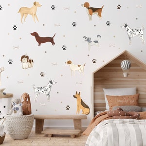 Décalcomanies pour chiens, décoration de chambre de chien, décalcomanies murales pour chambre d'enfant, décalcomanies pour chiens, décoration murale, décalcomanies pour enfants, décalcomanies pour chiots, décoration pour chambre de bébé, stickers muraux pour chiens