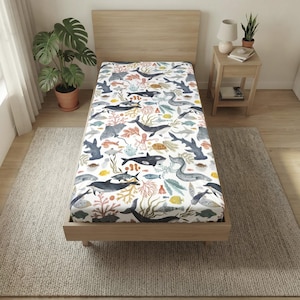 Ocean Life Crib Sheet or Twin Sheet: Jungle Animals Bedding, Farm, Woodland, Safari