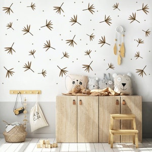 Brown Leaf Wall Decals: Bohemian Botanical Decor