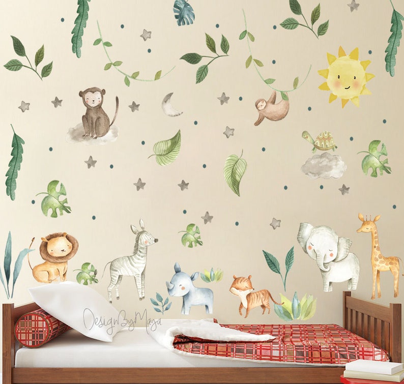 Safari Wall Stickers Baby Boy Decor Nursery Safari Nursery Etsy