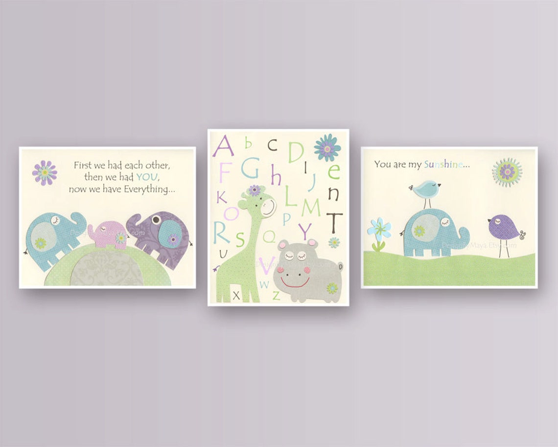 Kids Wall Art Nursery Decor Carter Zoo Garden Baby Girl Room Etsy