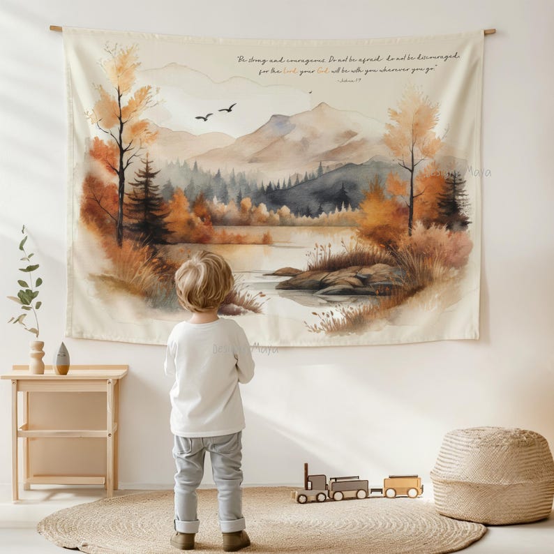 Tapeçaria Mapa Mundi: Decoração para Quarto Infantil, Arte de Parede para Sala de Jogos Forest