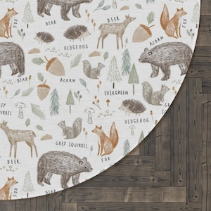 Woodland kids room rug, Round rug kids, Play Rug, Play Mat, Nursery Rug, Kids Room Rug, Playroom Floor Rug, Round mat decor, Animals decor
