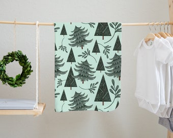 Winter Woodland Baby Blanket: Pine Tree Minky or Fleece Nursery Bedding