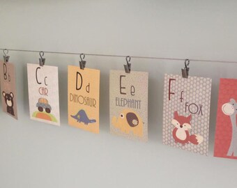 Alphabet Cards, A to Z Animal Alphabet Flash Card, Nursery Wall art, Alphabet Fine Art Print ABC Card, Nursery decor, Baby room wall decor