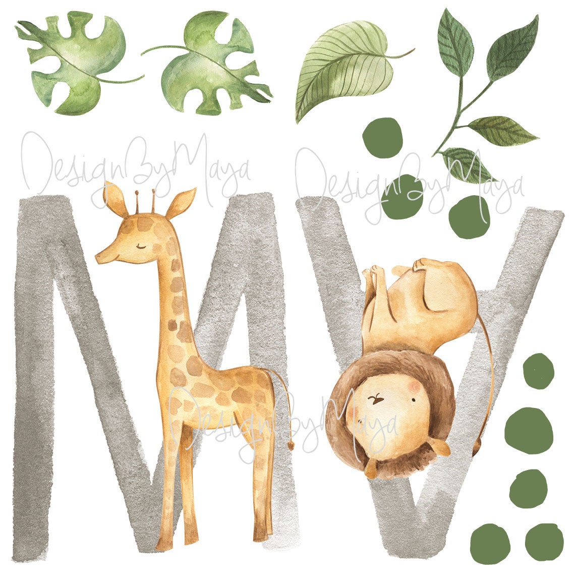 Baby Name Decor Nursery Safari theme Fabric Decals Baby Etsy