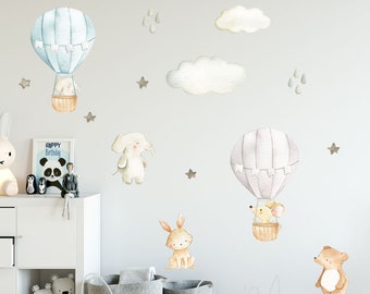 Balloon Watercolor, Nursery decals, Nursery Wall Decals, Balloon sticker, Wall Decor, Kids Decals, Hot air Balloon Decals, Nursery Decor art