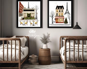 Paris Nursery Art Prints: Shabby Chic Baby Girl Decor, Eiffel Tower (Set of 3)