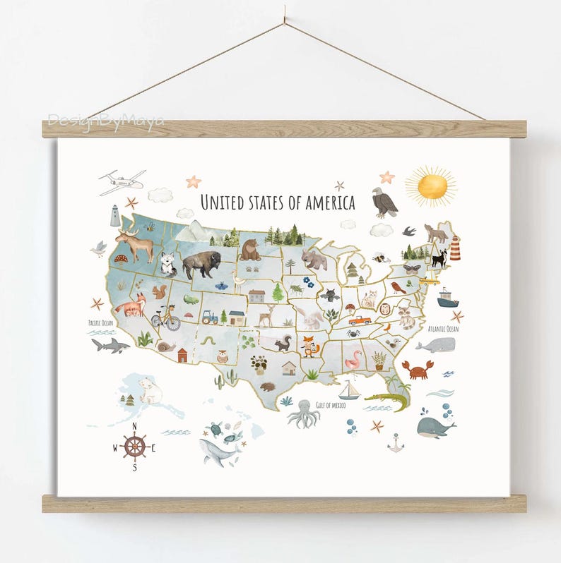 World Map Canvas Print: Kids Nursery Wall Art Decor - Etsy
