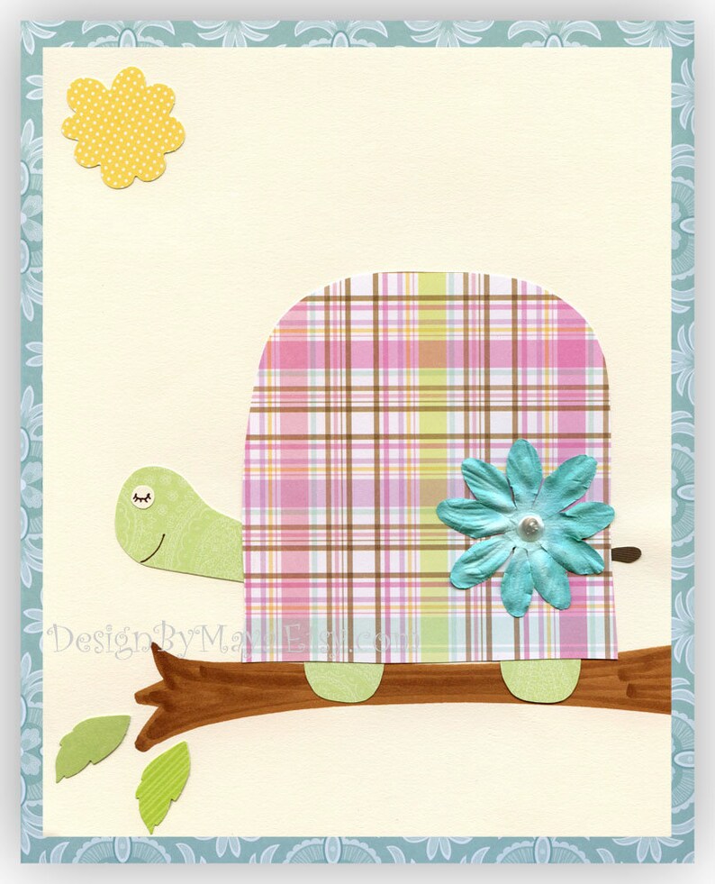 Baby room Nursery Decor Children Art owl...The gingham turtle boy Be strong and courageous. Do not be afraid ....God will be with you... image 3