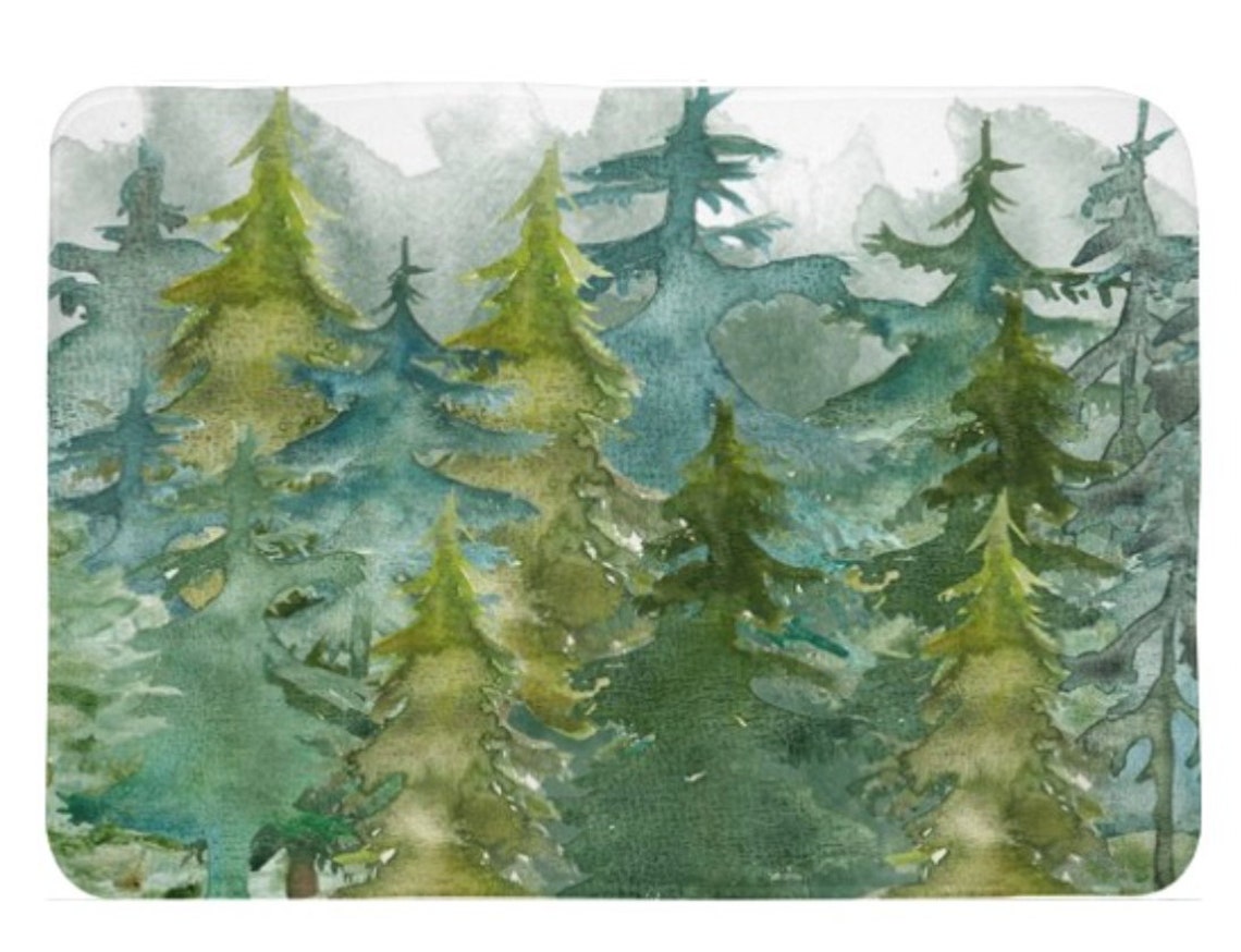 Kids Bath Mat Woodland Bath Mat Forest Bath Mat Bathroom - Etsy