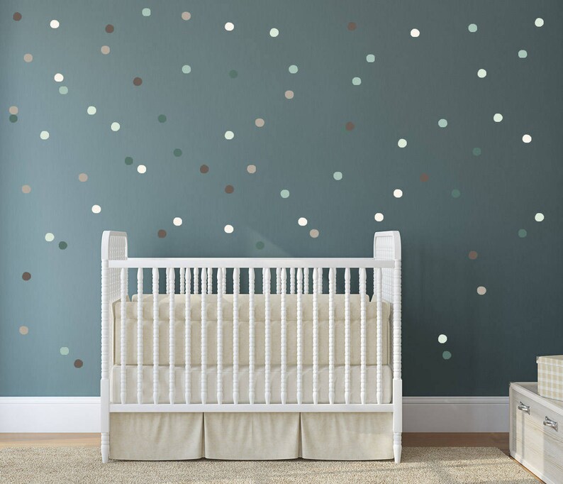 Polka dots Cling Wall Decals Orange Navy Polka dot Baby Etsy