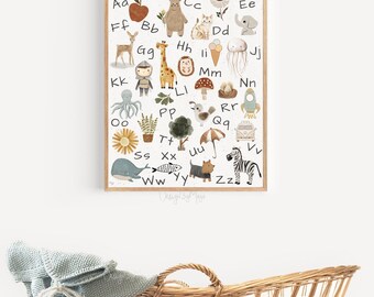 Alphabet Nursery Canvas Print, Colorful ABC Wall Art - Etsy