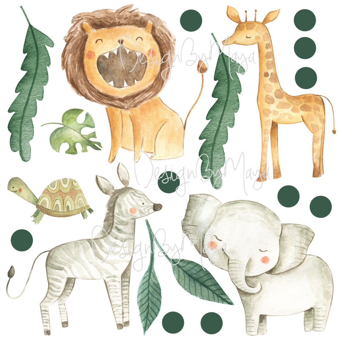 Watercolor Safari Fabric Wall Decals: Jungle Animals Nursery Decor - Etsy