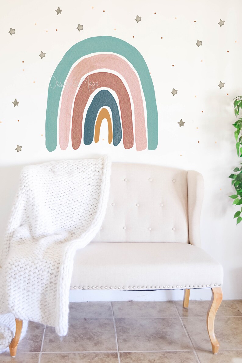 Modern Nursery Decal Watercolor Rainbow Art Fabric Rainbow Etsy
